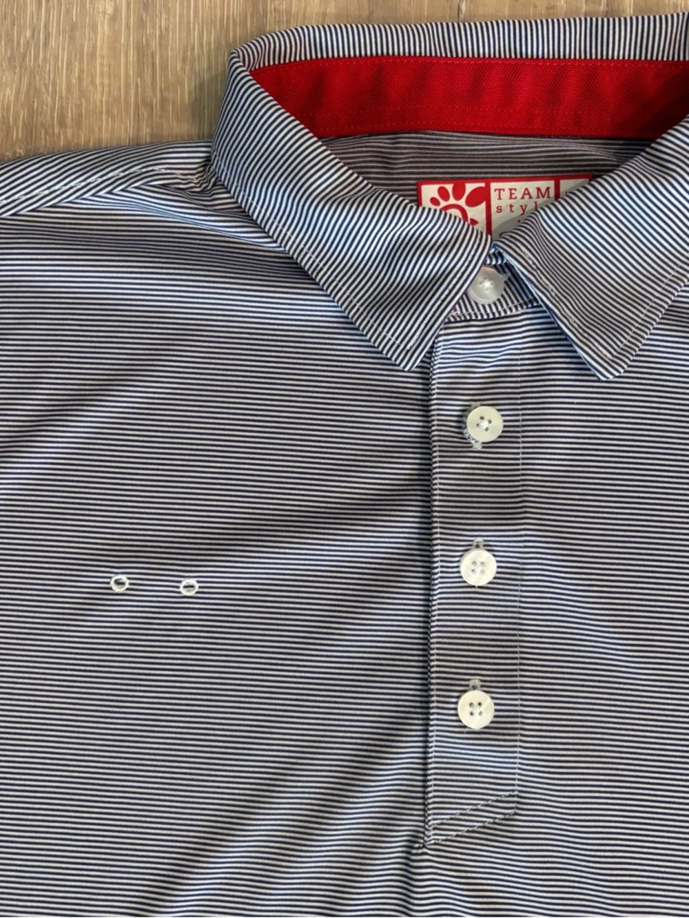 Chick Fil A Polo Shirt Mens XL Blue White Striped Work Uniform Team Style oobe